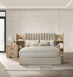 Home & Sleep Outlet - Arielle Queen Bookcase Panel Storage Bed Light Oak