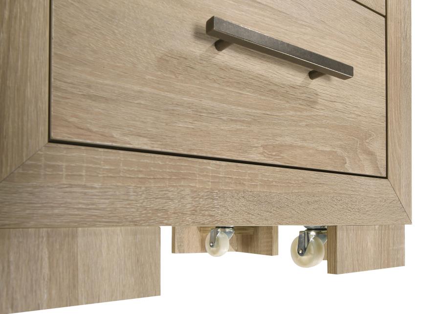 Home & Sleep Outlet - Arielle 2-drawer Bedroom Nightstand with Casters Light Oak