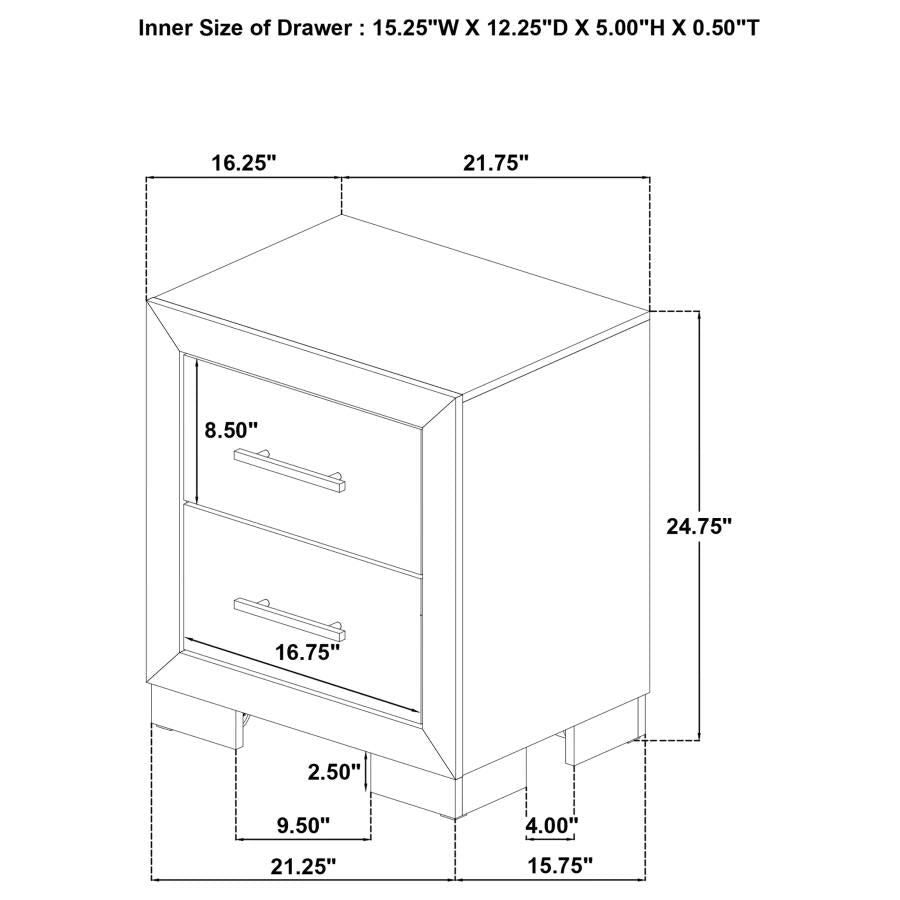 Home & Sleep Outlet - Arielle 2-drawer Bedroom Nightstand with Casters Light Oak