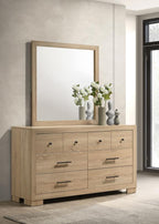 Home & Sleep Outlet - Arielle 6-drawer Bedroom Dresser with Mirror Light Oak