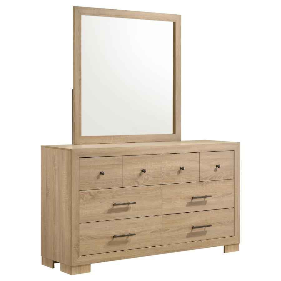 Arielle 6-drawer Bedroom Dresser with Mirror Light Oak