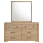 Home & Sleep Outlet - Arielle 6-drawer Bedroom Dresser with Mirror Light Oak