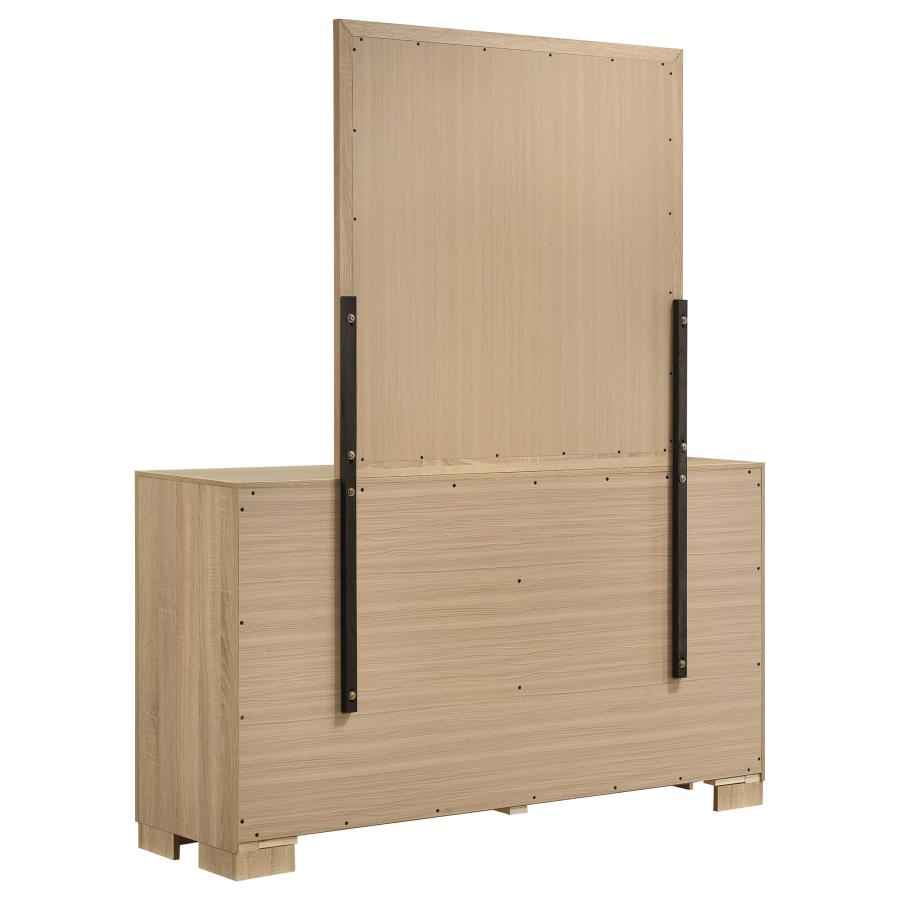 Arielle 6-drawer Bedroom Dresser with Mirror Light Oak