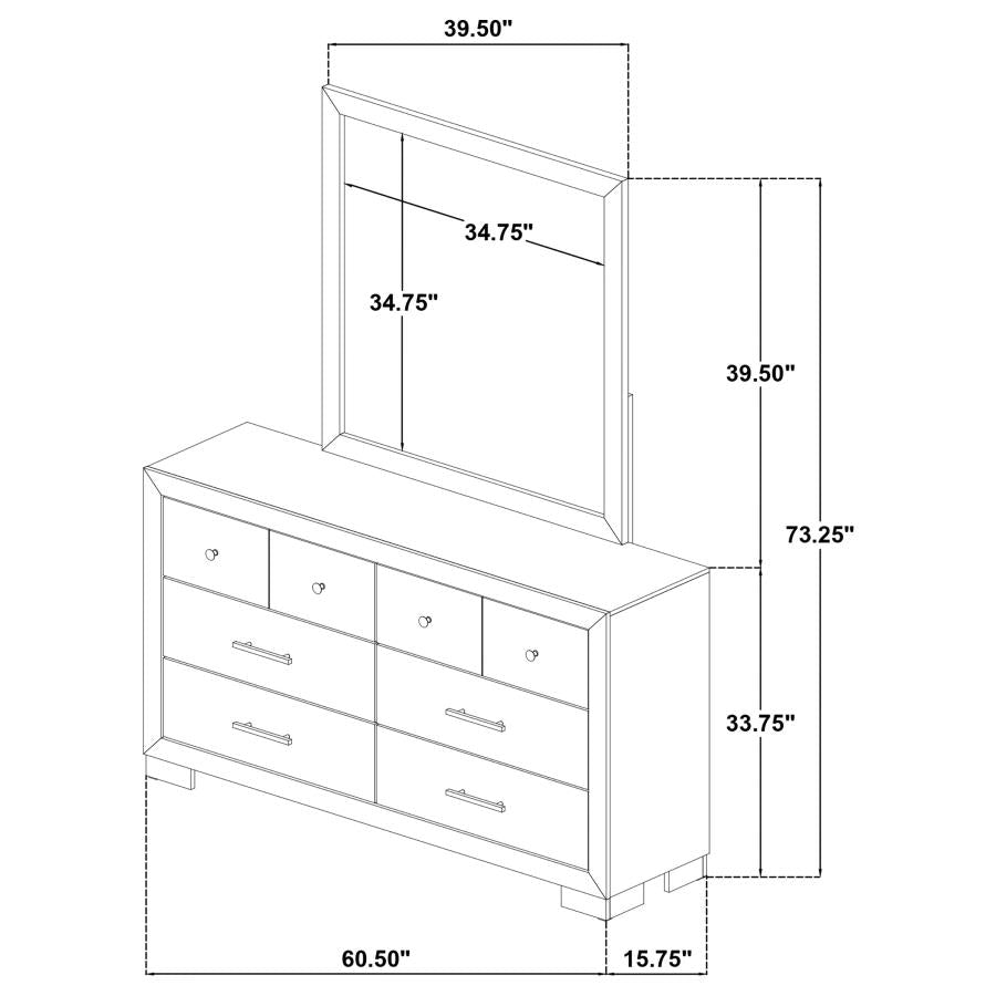 Home & Sleep Outlet - Arielle 6-drawer Bedroom Dresser with Mirror Light Oak