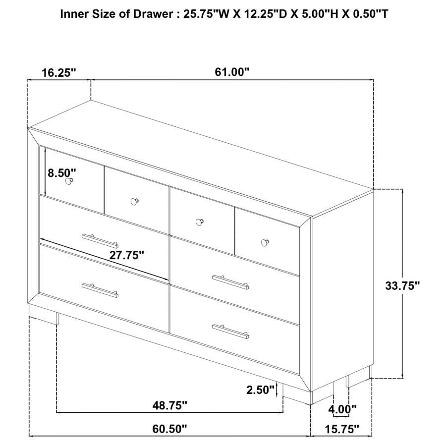 Home & Sleep Outlet - Arielle 6-drawer Bedroom Dresser Cabinet Light Oak