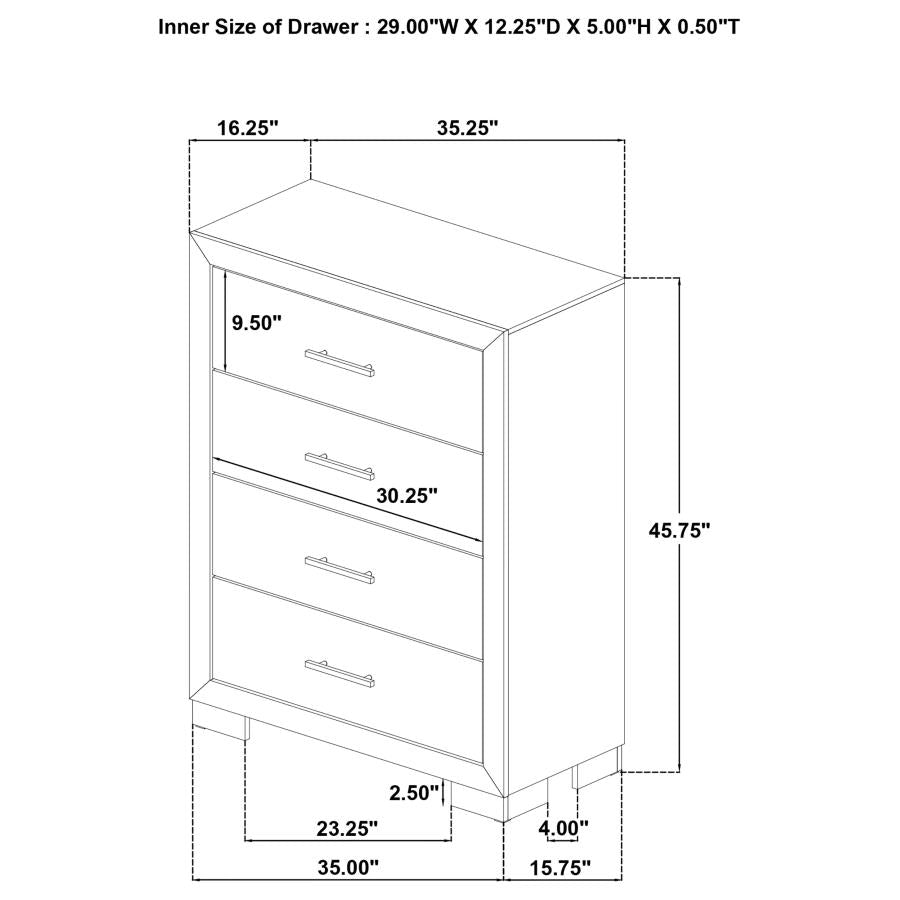 Home & Sleep Outlet - Arielle 4-drawer Bedroom Chest of Drawers Light Oak