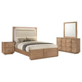Leanne 4-piece Eastern King Bedroom Set Light Oak