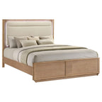 Home & Sleep Outlet - Leanne Eastern King LED Panel Bed Off White and Light Oak
