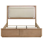 Home & Sleep Outlet - Leanne Eastern King LED Panel Bed Off White and Light Oak