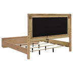 Home & Sleep Outlet - Leanne Eastern King LED Panel Bed Off White and Light Oak