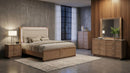 Leanne Eastern King LED Panel Bed Off White and Light Oak