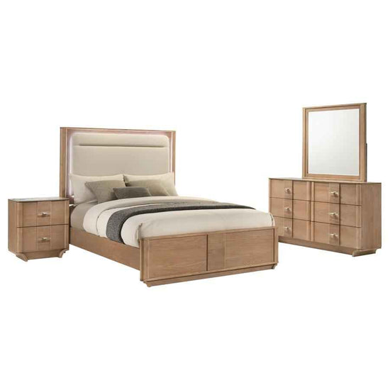 Leanne 4-piece Queen Bedroom Set Light Oak