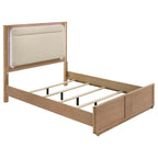 Home & Sleep Outlet - Leanne Queen LED Panel Bed Off White and Light Oak