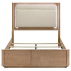 Home & Sleep Outlet - Leanne Queen LED Panel Bed Off White and Light Oak