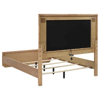 Leanne Queen LED Panel Bed Off White and Light Oak