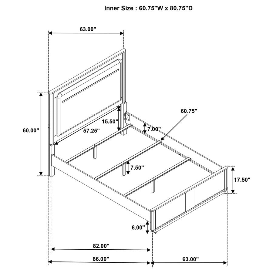 Home & Sleep Outlet - Leanne Queen LED Panel Bed Off White and Light Oak