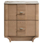 Home & Sleep Outlet - Leanne 2-drawer Sinter Stone Top Nightstand Light Oak