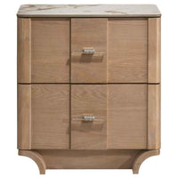 Leanne 2-drawer Sinter Stone Top Nightstand Light Oak