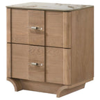 Home & Sleep Outlet - Leanne 2-drawer Sinter Stone Top Nightstand Light Oak