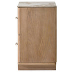 Home & Sleep Outlet - Leanne 2-drawer Sinter Stone Top Nightstand Light Oak