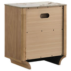 Home & Sleep Outlet - Leanne 2-drawer Sinter Stone Top Nightstand Light Oak