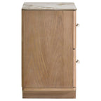 Home & Sleep Outlet - Leanne 2-drawer Sinter Stone Top Nightstand Light Oak