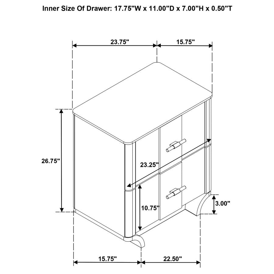 Home & Sleep Outlet - Leanne 2-drawer Sinter Stone Top Nightstand Light Oak