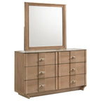 Home & Sleep Outlet - Leanne 6-drawer Sinter Stone Top Dresser and Mirror Light Oak