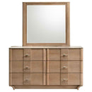 Leanne 6-drawer Sinter Stone Top Dresser and Mirror Light Oak
