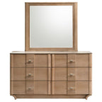 Home & Sleep Outlet - Leanne 6-drawer Sinter Stone Top Dresser and Mirror Light Oak