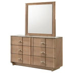 Home & Sleep Outlet - Leanne 6-drawer Sinter Stone Top Dresser and Mirror Light Oak
