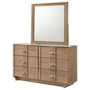 Leanne 6-drawer Sinter Stone Top Dresser and Mirror Light Oak