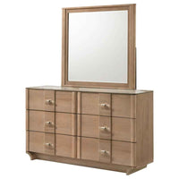 Leanne 6-drawer Sinter Stone Top Dresser and Mirror Light Oak