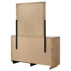 Home & Sleep Outlet - Leanne 6-drawer Sinter Stone Top Dresser and Mirror Light Oak
