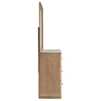 Home & Sleep Outlet - Leanne 6-drawer Sinter Stone Top Dresser and Mirror Light Oak
