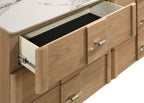 Home & Sleep Outlet - Leanne 6-drawer Sinter Stone Top Dresser Cabinet Light Oak