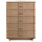 Home & Sleep Outlet - Leanne 5-drawer Sinter Stone Top Chest of Drawers Light Oak