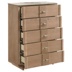 Home & Sleep Outlet - Leanne 5-drawer Sinter Stone Top Chest of Drawers Light Oak