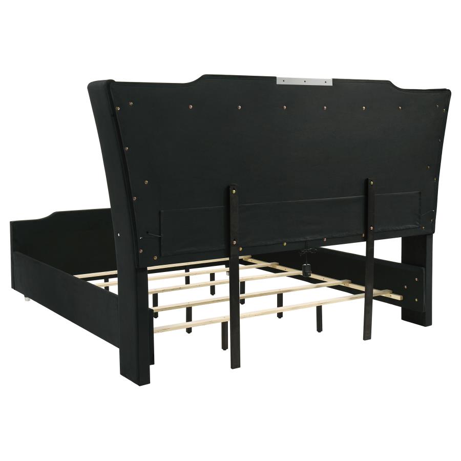 Home & Sleep Outlet - Lorient Eastern King LED Upholstered Bed Black