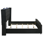 Home & Sleep Outlet - Lorient Eastern King LED Upholstered Bed Black