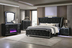 Home & Sleep Outlet - Lorient Eastern King LED Upholstered Bed Black
