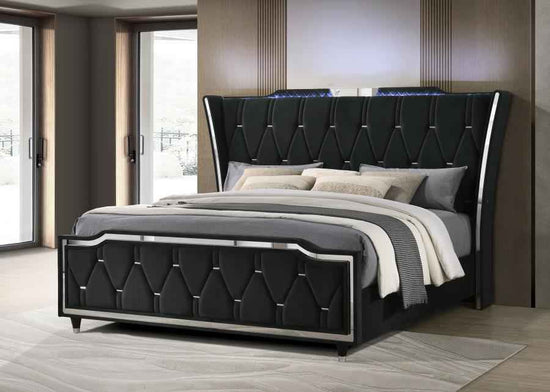 Lorient California King LED Upholstered Bed Black