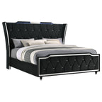 Home & Sleep Outlet - Lorient California King LED Upholstered Bed Black