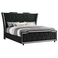 Lorient California King LED Upholstered Bed Black