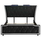 Home & Sleep Outlet - Lorient California King LED Upholstered Bed Black
