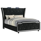 Home & Sleep Outlet - Lorient Queen LED Upholstered Wingback Bed Black