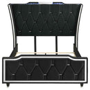 Lorient Queen LED Upholstered Wingback Bed Black