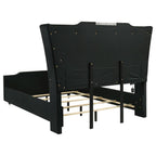 Home & Sleep Outlet - Lorient Queen LED Upholstered Wingback Bed Black