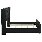 Home & Sleep Outlet - Lorient Queen LED Upholstered Wingback Bed Black