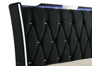 Lorient Queen LED Upholstered Wingback Bed Black